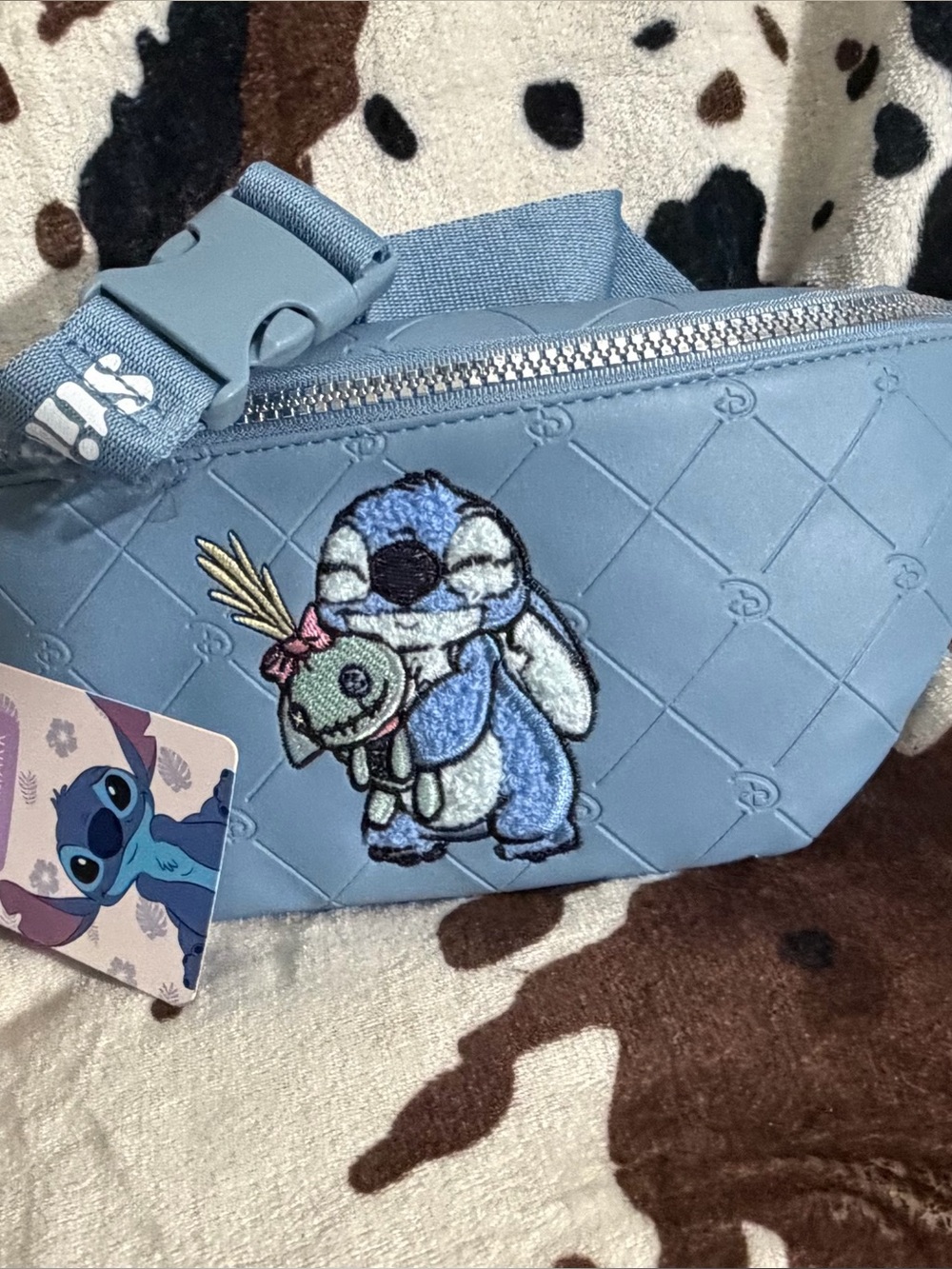 Blue Stitch Embroidered Crossbody Belt Bag